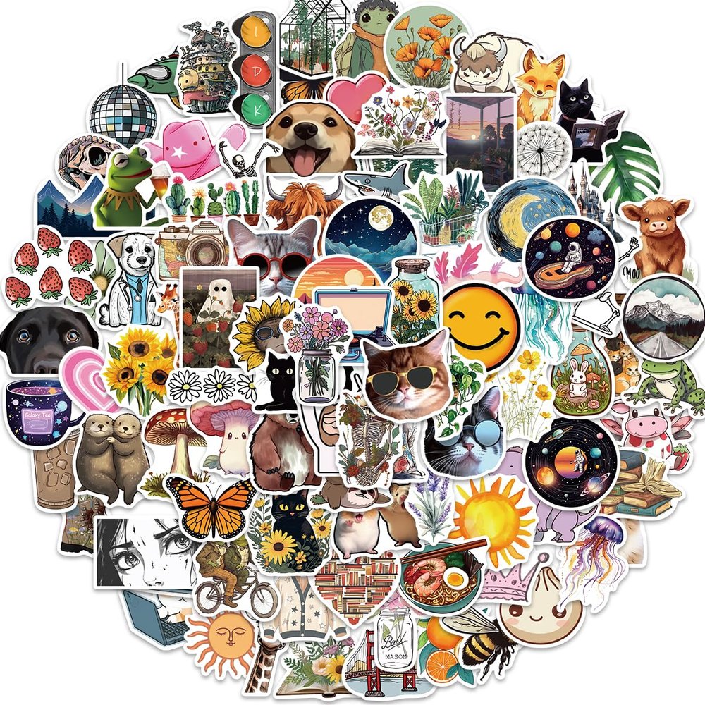 200Pcs Stickers Pack Cute Anime Stickers for Water Bottle, Laptop, Journal, Scrapbook, Computer, Hydroflask, Skateboard, Notebook, Waterproof Vinyl Graffiti Aesthetic Decals