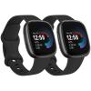 2 Pack Bands Compatible With Fitbit Versa 4 / 3 / Sense/Sense 2, Soft Silicone Sports Bands Replacement Straps for Men Women (Black+Black, Large) view 1