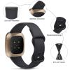 2 Pack Bands Compatible With Fitbit Versa 4 / 3 / Sense/Sense 2, Soft Silicone Sports Bands Replacement Straps for Men Women (Black+Black, Large) view 2