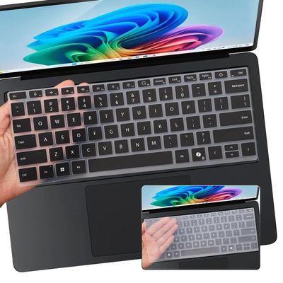 2 PCS Keyboard Cover for 2025 2024 Microsoft Surface Laptop 7(7th Edition Copilot+ PC) 13.8 & 15 inch US Layout Keyboard Skin-Black+Clear