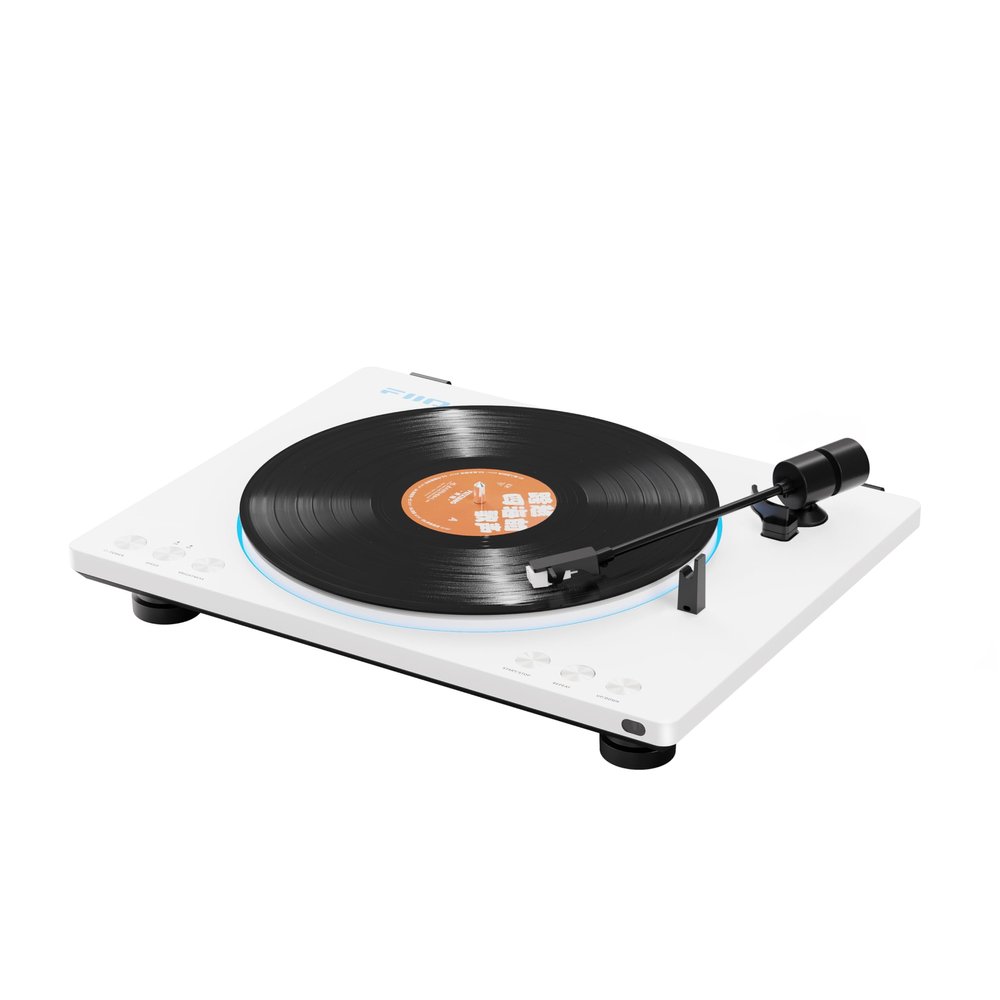 FiiO TT13 Fully Automatic Vinyl Stereo Turntable(Analog), Powerful Phono preamp, Dust Cover, Die-cast Aluminum Platter (TT13 White Standard)