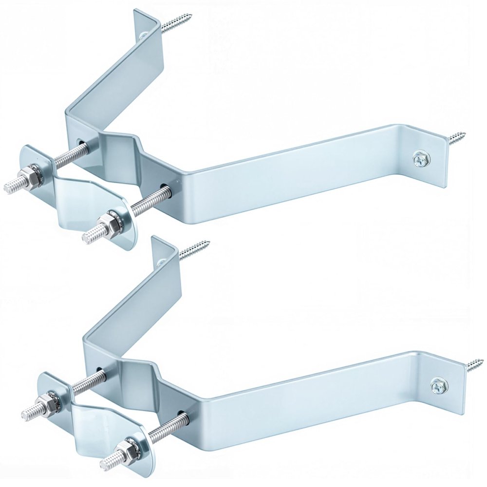 Heavy Duty TV Antenna Mount Brackets 2-Pack, for Outdoor Wall Mast with OD up to 2.5", Galvanized Steel with Weather Resistance, Includes with Brackets & Lag Bolts