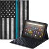Qindaiwen Keyboard Case for All-New Amazon Fire HD 8/8 Plus (12th Generation/10th Generation, 2024/2022/2020 Release), PU Leather Stand Cover with Detachable Bluetooth Keyboard, American Flag 02 view 1