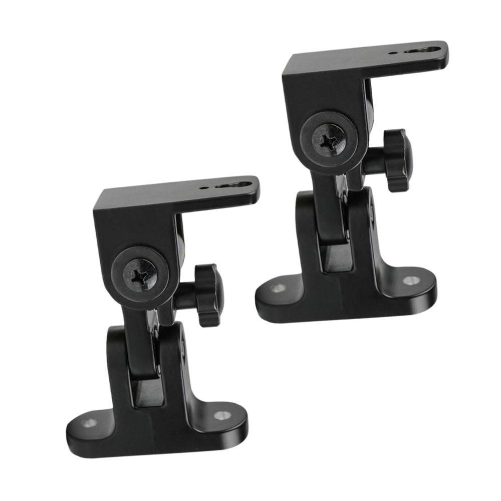 HOMSFOU 2pcs Surround Sound Speaker Wall Mount Brackets Zinc Alloy Strong Hold Tilt Turn Mechanism Easy Assembly Left-Right Dip Angle