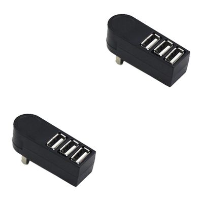HOMSFOU 2pcs Compact Portable USB Splitter Hub Ports High Data Transfer Lightweight Design for Laptops and Desktop Use Black