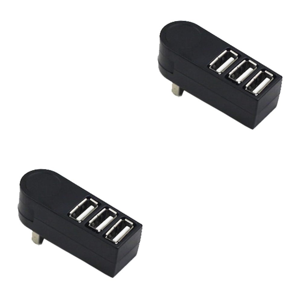 HOMSFOU 2pcs Compact Portable USB Splitter Hub Ports High Data Transfer Lightweight Design for Laptops and Desktop Use Black