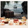 10X8ft Pirate Theme Photo Backdrop Photography Background, Treasure Chest Map Gun Skull Halloween Pirate Ship Trunk or Treat Backdrops Photo Booth Prop Decorations Wall Decor Tablecloth view 4