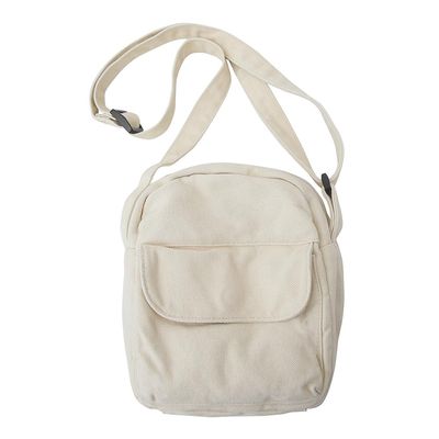 ALINUOYQ Crossbody Bag for Women Adjustable Strap Satchel Purse Canvas Solid Color Messenger Bag Clutch Purse for Travel Commuting (White)