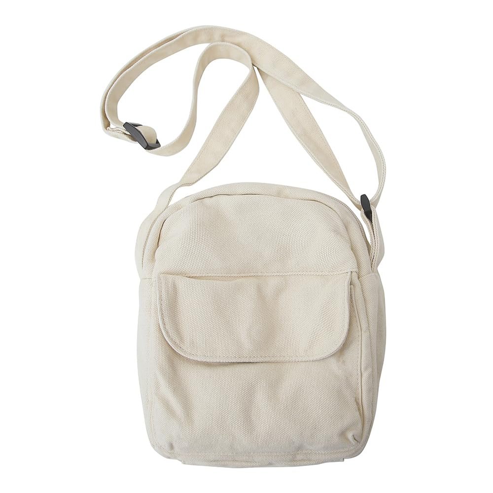 ALINUOYQ Crossbody Bag for Women Adjustable Strap Satchel Purse Canvas Solid Color Messenger Bag Clutch Purse for Travel Commuting (White)