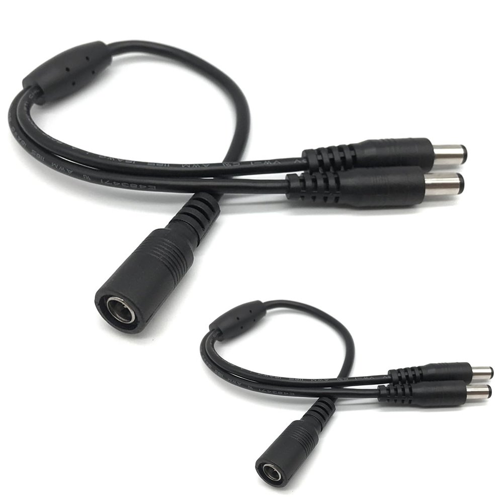 2 Pack 12 Volt DC Splitter Cable, 1 Male to 2 Female Y-Splitter 5525 5.5x2.1mm 20W, 1.96 Ft/60cm Power Cord for CCTV Security Camera and LED Strip Lighting