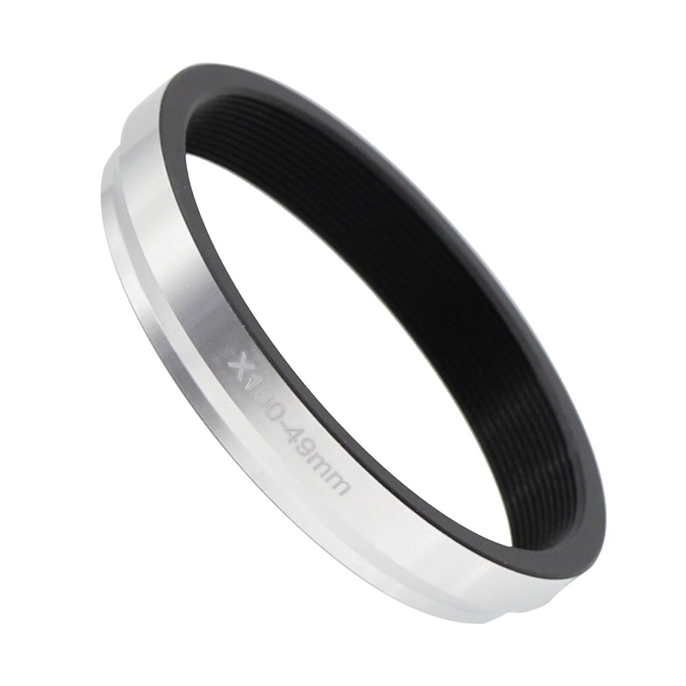 LingoFoto 49mm Lens Filter Adapter Ring for Fuji X100S/X100T/X100F/X100/X70 Camera for 49mm Filters,Lens Hood 49mm Metal Filter Adapter Ring (Silvery)