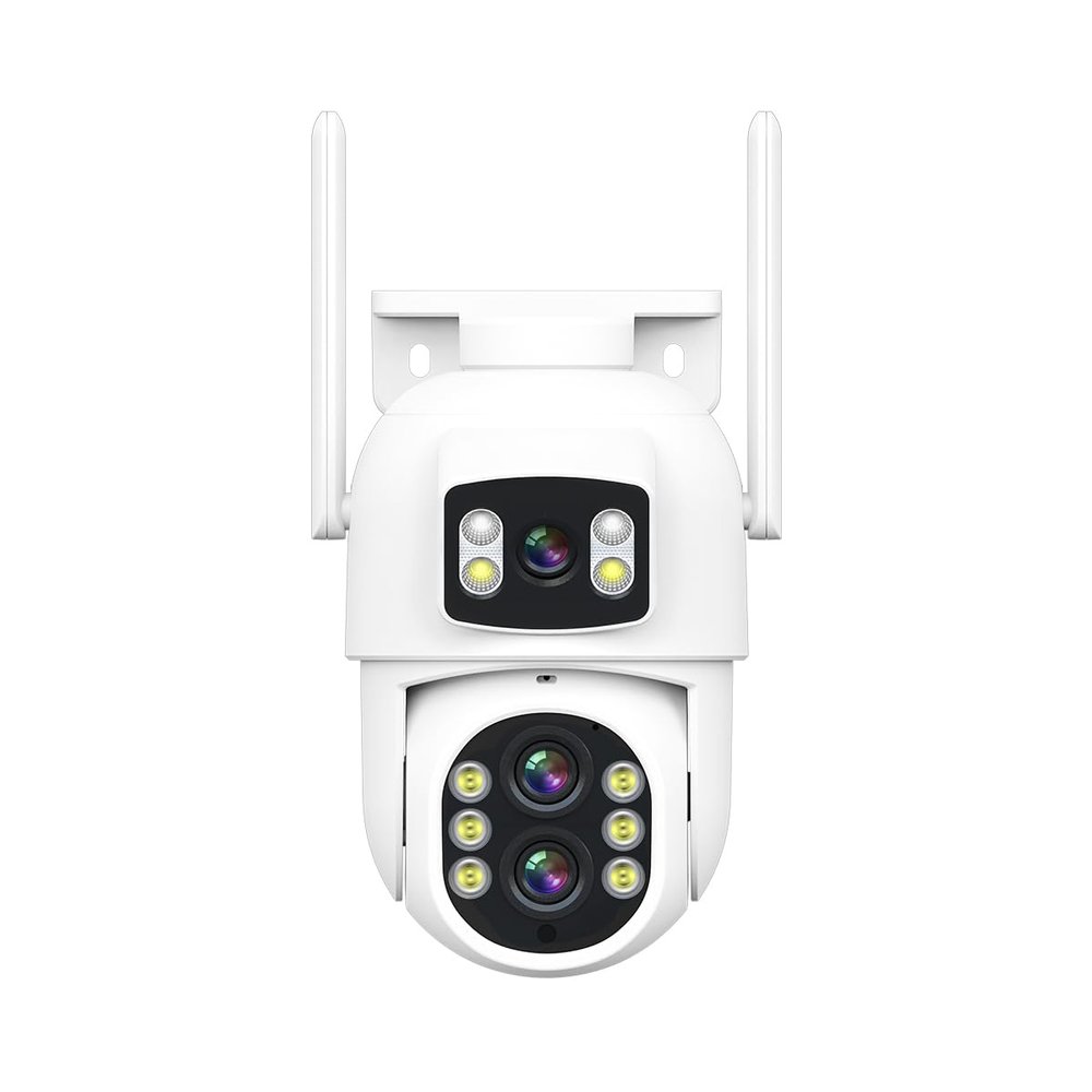 5MP Dual Lens Dual Screen Outdoor Security Camera, Humanoid Motion Detection / Sound & Lighting Alarm / P 350 T 90/ Zoom x 10/ Night Full Color / 2-Way Audio Wireless WiFi Smart Home IP PTZ Camera