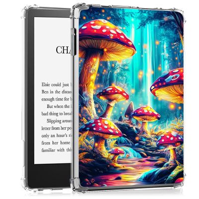 BEOTIWAD Clear Case for 7" Kindle Paperwhite 12th Gen 2024 Released & Kindle Colorsoft Signature Edition Transparent Slim TPU Back Shockproof Shell Cover,Colorful Mushroom