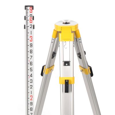 Lightweight Aluminum Surveying Tripod 62.2" with 5/8-Inch 11-Threaded Flat Head and Dual Lock9 FT Dual Sided Telescopic Aluminum Grade Rod for Precise Construction Measurement,Land Surveying