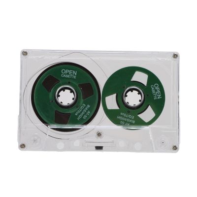 Reel to Reel Blank Cassette Tape, 50 Minutes Recording, Normal Bias Double Sided, Metal Sound Cassette Tape with Transparent Box (Green)