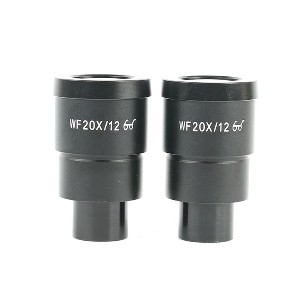 Microscope Kit 2PCS WF5X WF10X WF15X WF20X WF30X Wide Field Eyepiece for Binocular Trinocular Stereo Installation 30MM Microscope Lens Adapters(WF20X-12MM A)