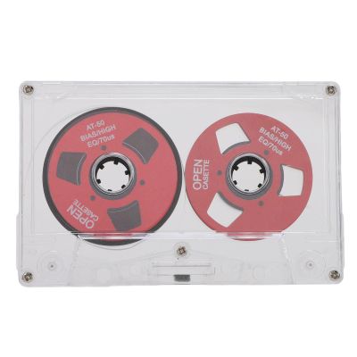 Reel to Reel Blank Cassette Tape, 50 Minutes Recording, Normal Bias Double Sided, Metal Sound Cassette Tape with Transparent Box (Red)
