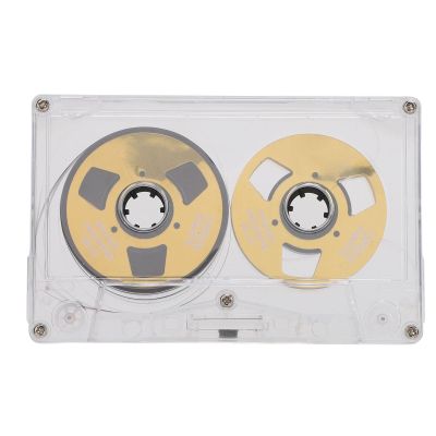 Reel to Reel Blank Cassette Tape, 50 Minutes Recording, Normal Bias Double Sided, Metal Sound Cassette Tape with Transparent Box (Gold)