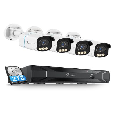 Loocam 4K CCTV Security Camera System PoE Wired True Color Night Vision, 4X 8MP PoE IP Cameras, 8 Channel NVR & 2TB HDD for 24/7 Record, AI Human Vehicle Detect, Spotlight Siren Alarm, 2-Way Talk