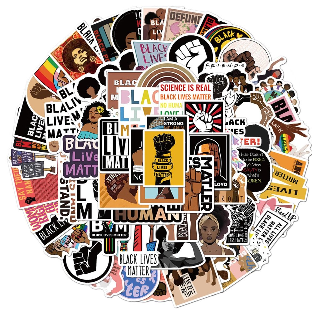 100PCs Black Rights Stickers, Black Girl Stickers, Black Lives Matter Sticker, Melanin Poppin Decals for Laptop, Hydro Flask, Water Bottle, Vinyl Decals for Kids, Teens, Girls (Black Rights)