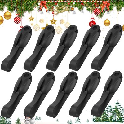 Wall Mounted Punch-Free Adhesive Removable Cord Holder Organizer, Cord Organizer For Appliances, Garland Straps for Mantle (Black,10Pcs)