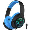 iClever Upgrade USB C Kids Headphones for School, 85dBA Safe Volume, Stereo Sound, Foldable Adjustable, Breathing Light, Over Ear Kids Headphones with Cord for Boys/Girls/iPad/Tablet/Travel view 1