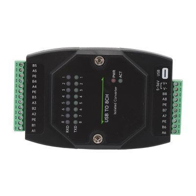 ASHATA USB to RS485 Converter Industrial Adapter, 8 Port RS485 Converter 1200bps to 921600bps Type C to 8 Channel Isolated RS485 Serial Port Adapter with Indicator Light