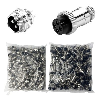 100 Sets GX20 Aviation Circular Panel Mount Connectors, 2-15 Pin Options, Metal Adapter, Male & Female Plug & Socket, (4P)