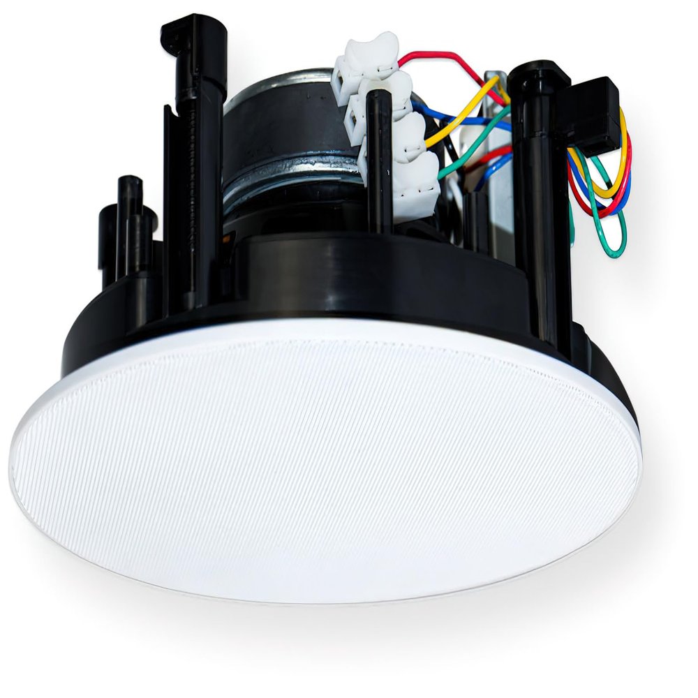 CMX Audio CSK-512HT 2-Way Ceiling Speaker; 5.25" Bass Speaker with 1" Tweeter; 100V Line Ceiling Speaker with Transformer; Polypropylene Cone Main Driver; Power taps of 20W/10W/5W; Flush Mount