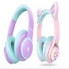 iClever BTH26 Active Noise Cancelling Headphones for Kids & BTH13 Meow Macaron Kids Bluetooth Headphones Bundles, Safe Volume, Kid Headphone for Travel iPad Tablet view 1