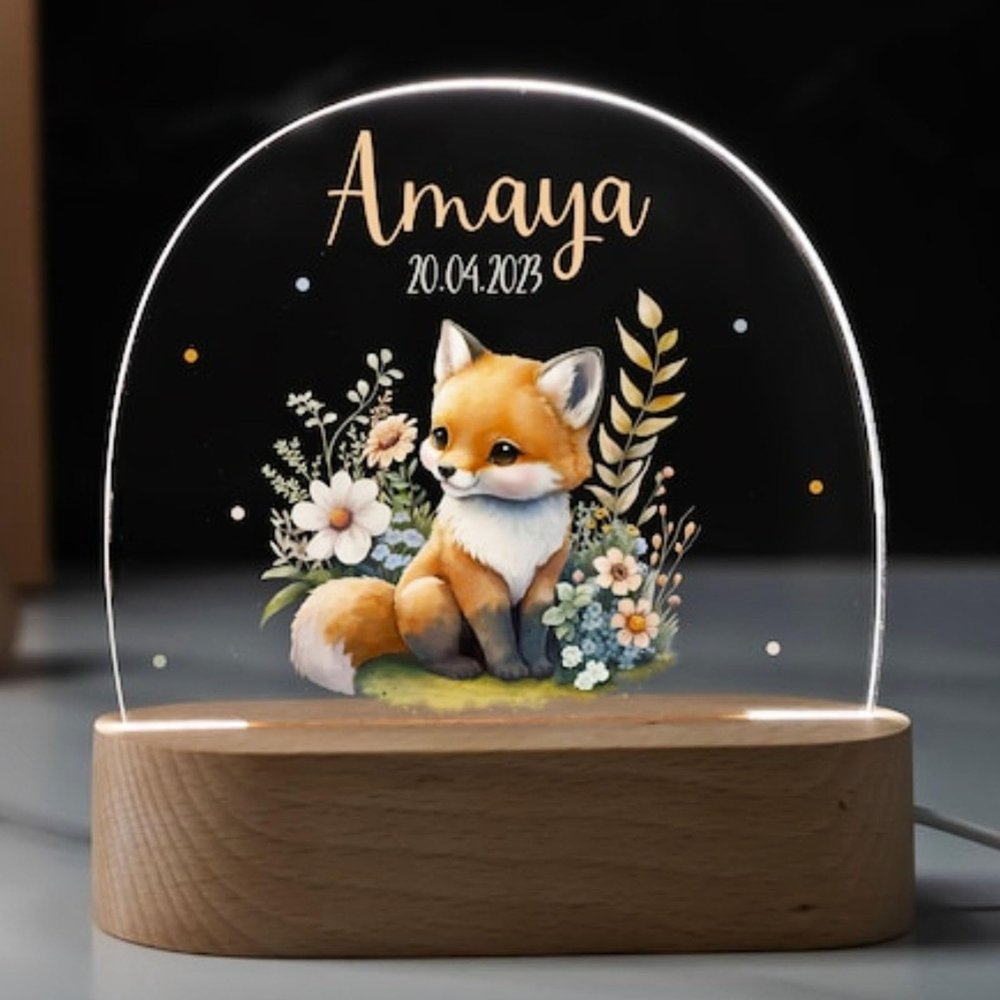 Personalized LED Night Light for Children, Customizable Acrylic Lamp with Name & Date, Gifts for Nursery, Baby Shower Birthday Christmas, Children's Bedroom Decorative Gifts for Baby Boys Girls