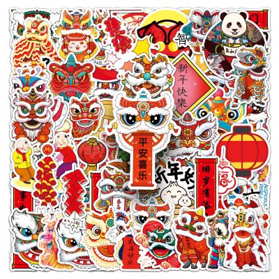 100pcs Happy New Year Stickers |Chinese Element Lunar New Year Decoration Celebration Waterproof Stickers for Cups Water Bottle Mobile Phone Laptop
