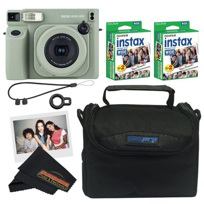Fujifilm INSTAX Wide 400 Instant Camera - Sage Green (Camera w/ 2 Wide Twin Packs + Bag)