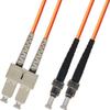 30M Multimode Duplex Fiber Optic Cable (50/125) - SC to ST view 1