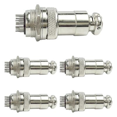 5Sets GX20 2/3/4/5/6/7/8/9/10/12/14/15 Pin Aviation Connector Panel Mount Circular Metal Adapter Male Female Plug Socket(12P)