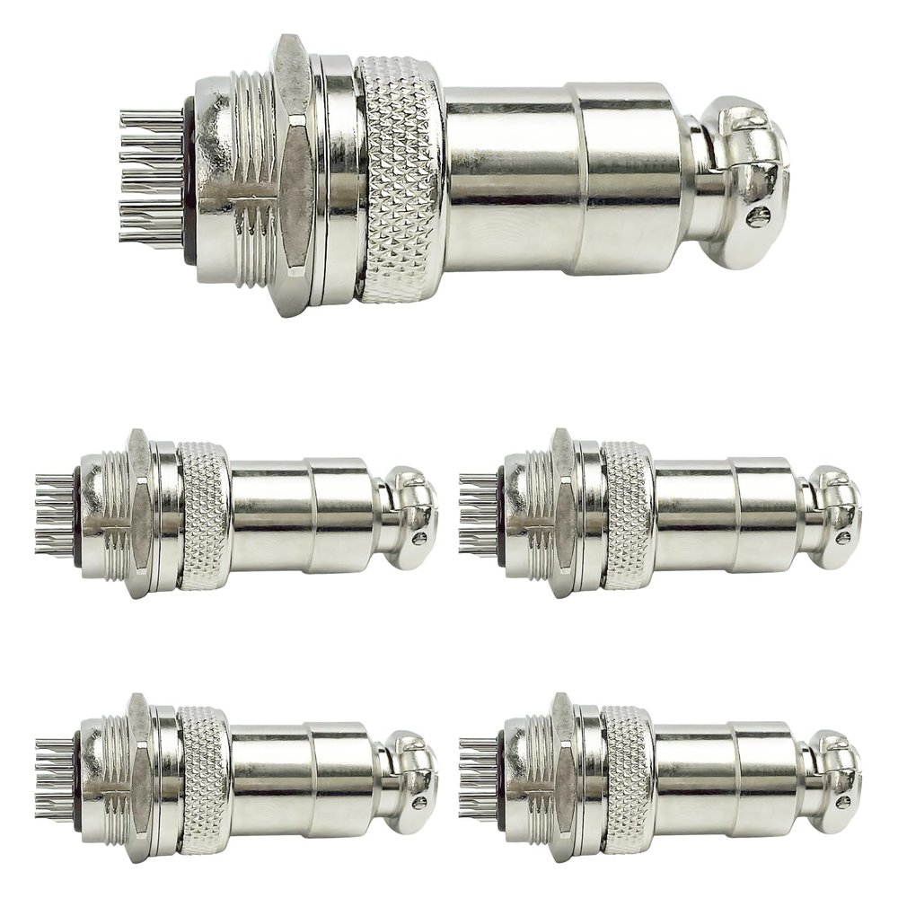 5Sets GX20 2/3/4/5/6/7/8/9/10/12/14/15 Pin Aviation Connector Panel Mount Circular Metal Adapter Male Female Plug Socket(12P)