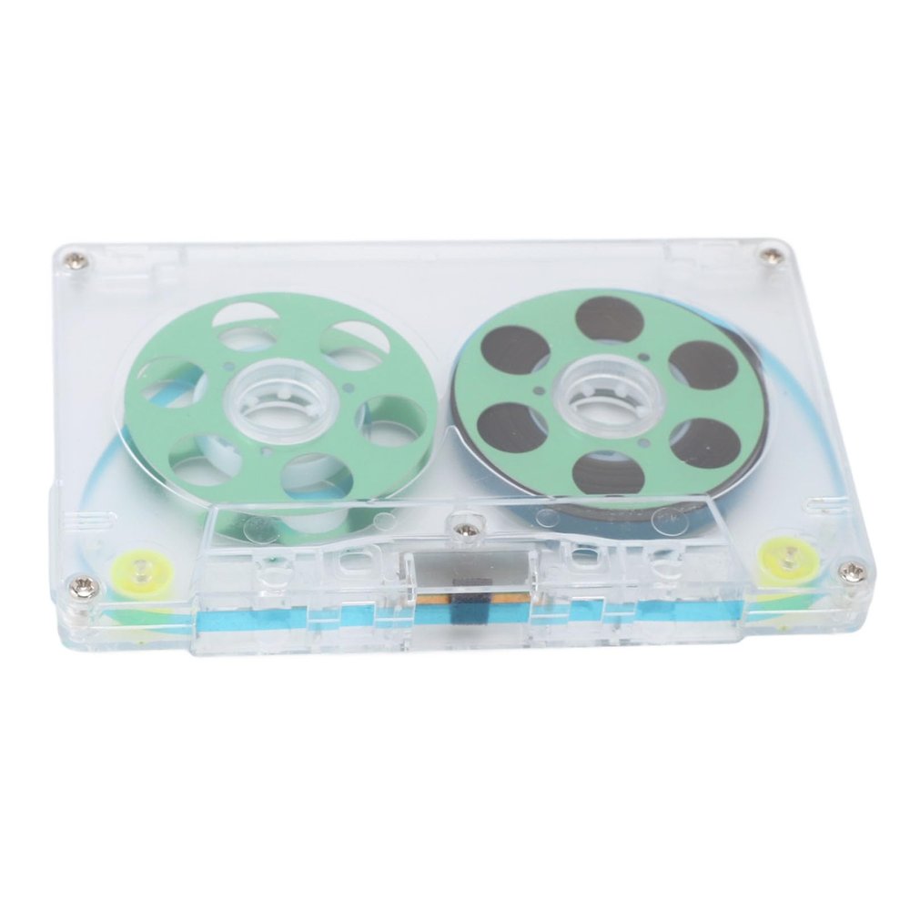 Bewinner Reel to Reel Blank Cassette Tape, Blank Cassette Tapes ABS Aluminum Alloy Transparent Low Noise DIY Homemade 46 Minute Recording Time for Recording Music (Green)