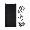 Homacer Black 32 in. x 80 in. Finished & Unassembled Slanted Stripe Design 001 Barn Door with Non-Bypass Installation Hardware Kit, 5.5ft Track, Interior use only view 1