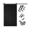 Homacer Black 48 in. x 80 in. Finished & Unassembled Slanted Stripe Design 003 Barn Door with Non-Bypass Installation Hardware Kit, 9ft Track, Interior use only view 1