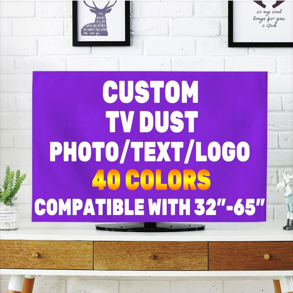 Customize TV Dust Cover Upload Your Own Design Text Photo Logo, Custom Dustproof TV Cover Suitable for Home and Office Decorations, BlueViolet, 37"
