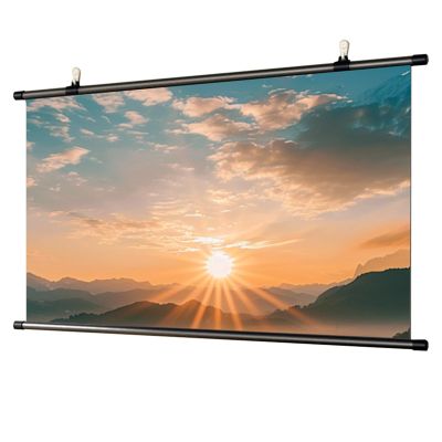 60 Inch Portable Projection Screen, 16:9 Roll-Down Retractable Projector Movies Screens, for Home Theater Backyard Party Movie Nights