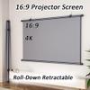 60 Inch Portable Projection Screen, 16:9 Roll-Down Retractable Projector Movies Screens, for Home Theater Backyard Party Movie Nights view 4