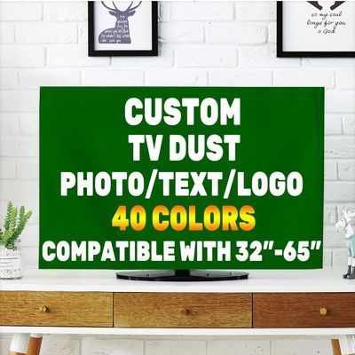 Custom TV Cover for LCD/LED TV Personalized with Photo Text Logo Design Your Own Polyester Microfiber Cloth Easy to Cover Your TV, DarkGreen, 65"
