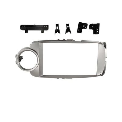 9 Inch Android Car Radio Frame Kit Compatible with Yaris 2012-2017 Auto Stereo Center Console Holder Fascia Trim Bezel Faceplate(Silver color(RHD))