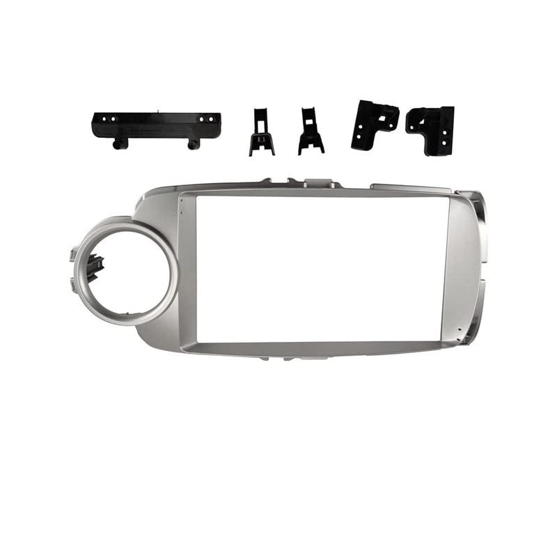 9 Inch Android Car Radio Frame Kit Compatible with Yaris 2012-2017 Auto Stereo Center Console Holder Fascia Trim Bezel Faceplate(Silver color(RHD))