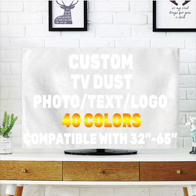 YSRTGUO Custom TV Dust Cover, Cover Type LCD TV with Your Text Logo Image Photo for Home Office Decorations Dustproof TV Cover, White, 50"