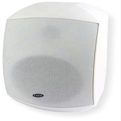 CMX Audio WSK-640DSW 2-Way Indoor/Outdoor Speaker, White; 6.5" Weatherproof Woofer, 1" Silk Tweeter; 70V/100V; Waterproof Cable Wiring Cover; IP66 Waterproof Finish; ABS Enclosure; Bracket Included