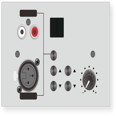 CMX Audio PA-4500WP Remote Control Panel; Purpose Built for the PA-4500MX Series Amplifier; Communication Through CAT6 Cable; Audio Sources Selection and Volume Control; In-wall Flush Mount