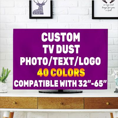 Customize TV Dust Cover Upload Your Own Design Text Photo Logo, Custom Dustproof TV Cover Suitable for Home and Office Decorations, Purple, 37"