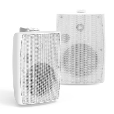 Herdio 4" Passive Outdoor Speakers Waterproof Wired, 200W Wall Mount Speakers with Superior Sound,Dual Swivel Brackets for Patio/Deck/Backyard (Pair, White)